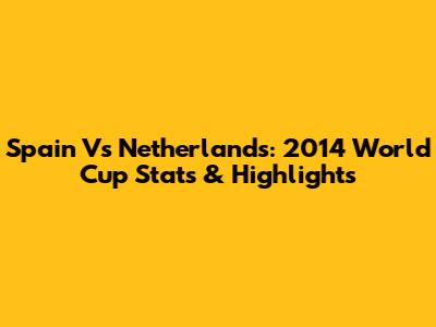 Spain Vs Netherlands: 2014 World Cup Stats & Highlights